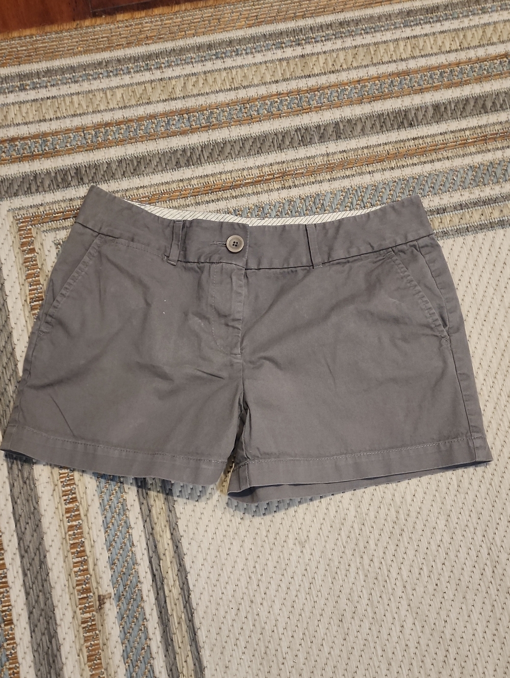 LOFT Gray Cotton Chino Bermuda Shorts